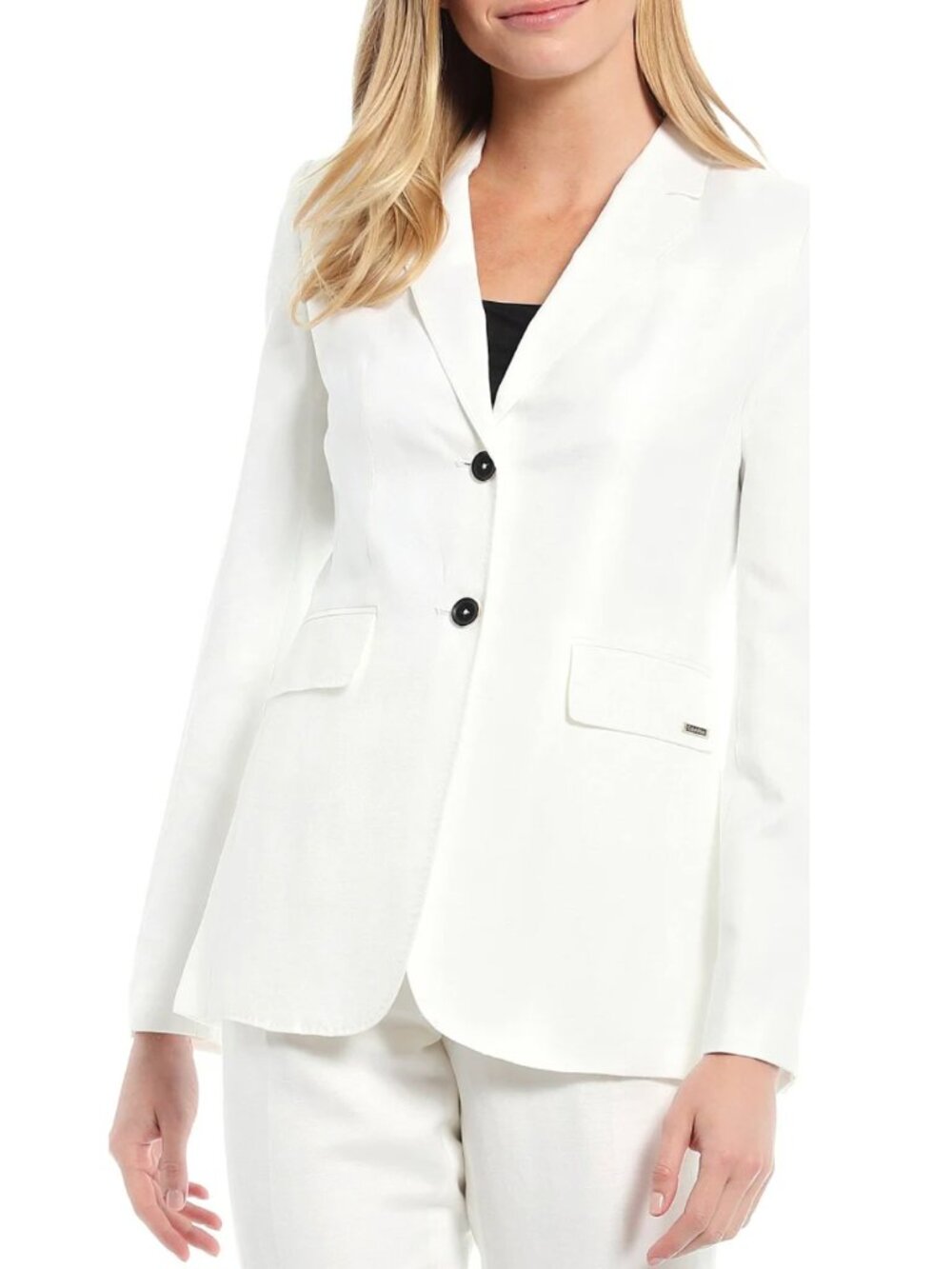 Calvin Klein Linen Blend White Two-button Blazer Size 10